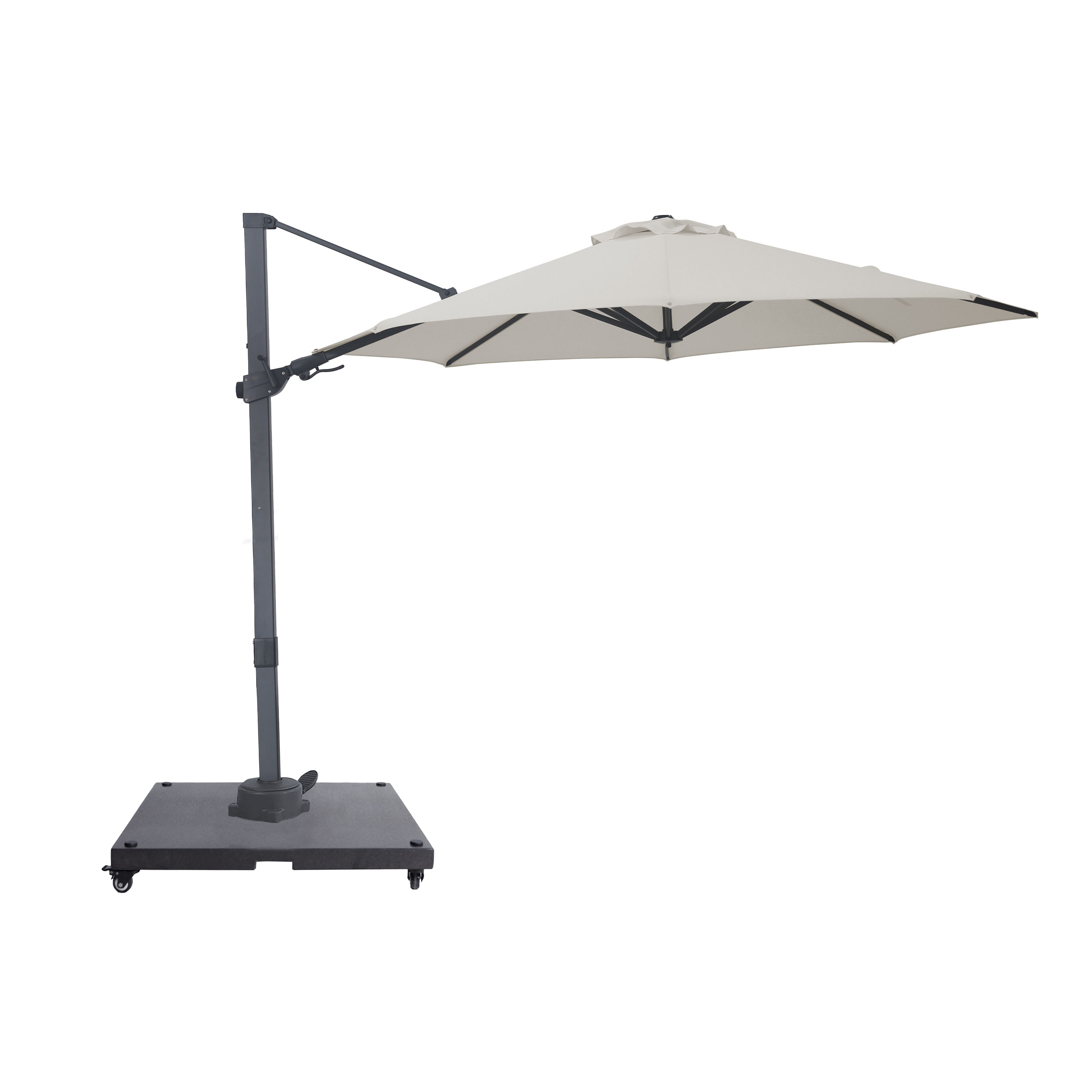 AXI Solis Cantilever Parasol Ø 300 cm incl. parasol base with wheels Anthracite/Beige – Complete Set