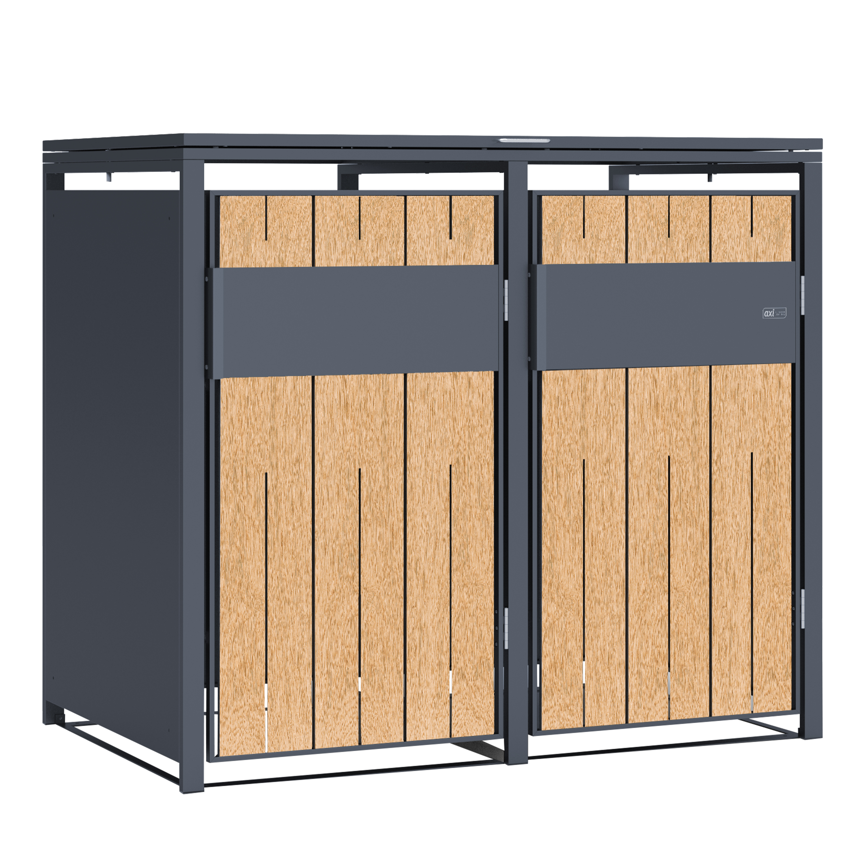 AXI Luke Metal Garbage Bin Shed - 2 Garbage Bins