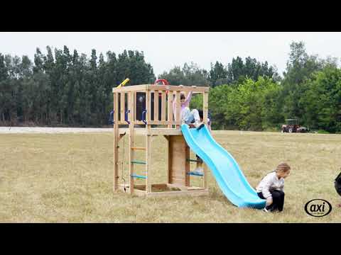 AXI Sam Klimtoestel met Klimwand, Klimnet en Klimrek – Grijze Glijbaan