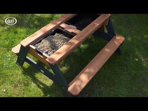 AXI Nick Zand & Water Picknicktafel Antraciet/bruin - Parasol Blauw/wit